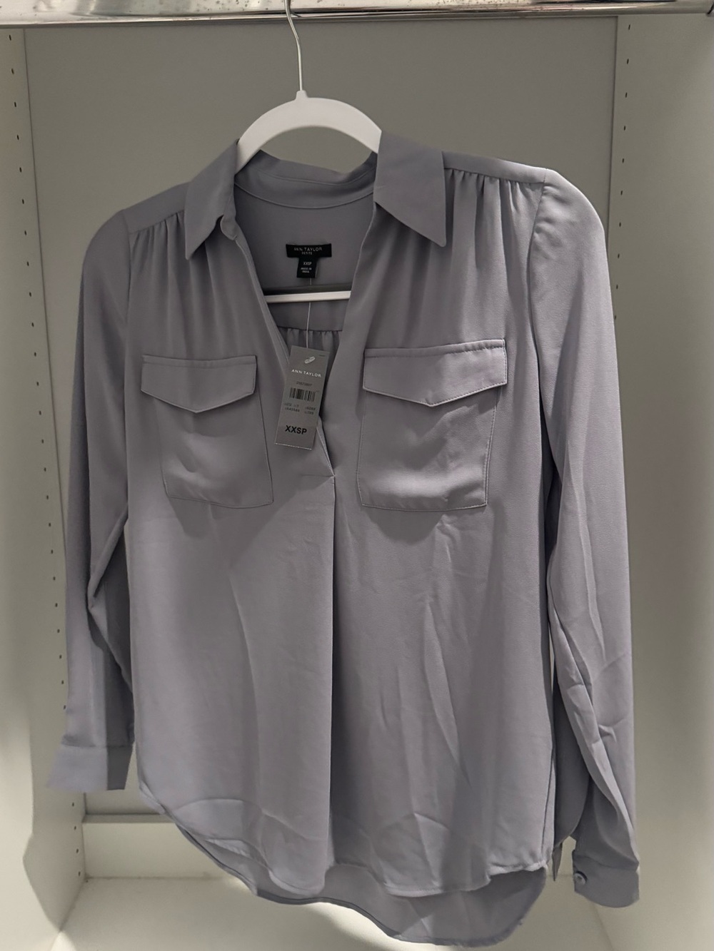 Ann Taylor Button-Front Utility Blouse XXS Petite NWT